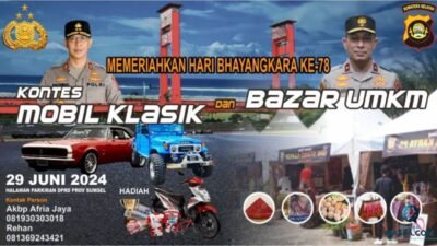 Polda Sumsel Gelar Kontes Mobil Klasik dan Bazar UMKM Meriahkan Hari Bhayangkara ke-78!