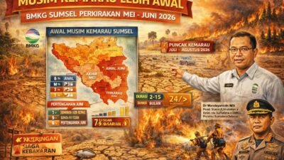 BMKG Prediksi Kemarau 2026 Datang Lebih Awal, Sumsel Siaga Karhutla