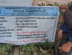 Proyek Paving Blok SDN 05 Muaradua Disorot, Diduga Tak Sesuai Anggaran