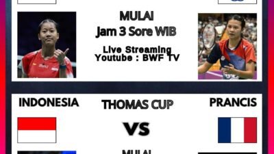 Catat, Berikut Jadwal Pertandingan THOMAS dan UBER INDONESIA Laga Terakhir Penyisihan Group