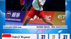 Berjuang Hingga Rubber, Thalita Pastikan Tiket Babak Utama Thailand Open