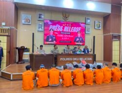 Jelang HUT Bhayangkara ke-80, Polres OKU Selatan Ungkap 10 Kasus Kriminal, 13 Tersangka Diamankan