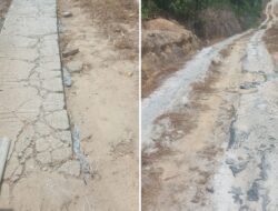 Jalan Menuju Rumah Kades Pelangki Rusak Parah