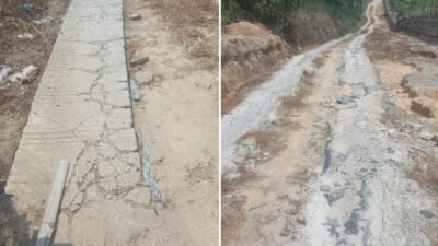 Jalan Menuju Rumah Kades Pelangki Rusak Parah